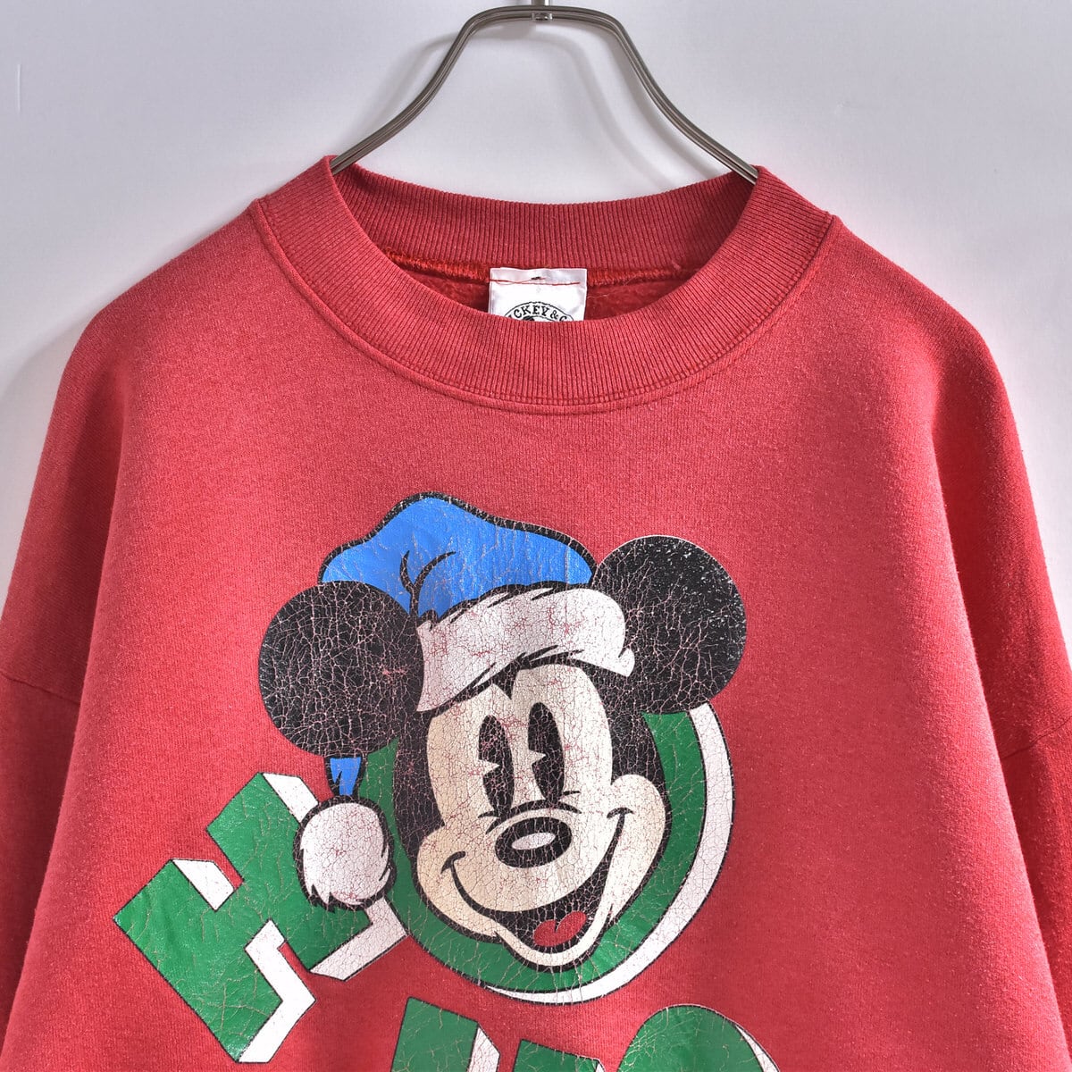 90s アメリカ製 Disney ミッキ&ミニー HO HO HO クリスマス スウェットシャツ ヴィンテージ トレーナー ビンテージ メンズXLサイズ