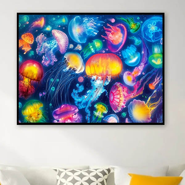 準上級 フル ダイヤモンドアート キット ビーズ刺繍 クラゲ 海月 幻想