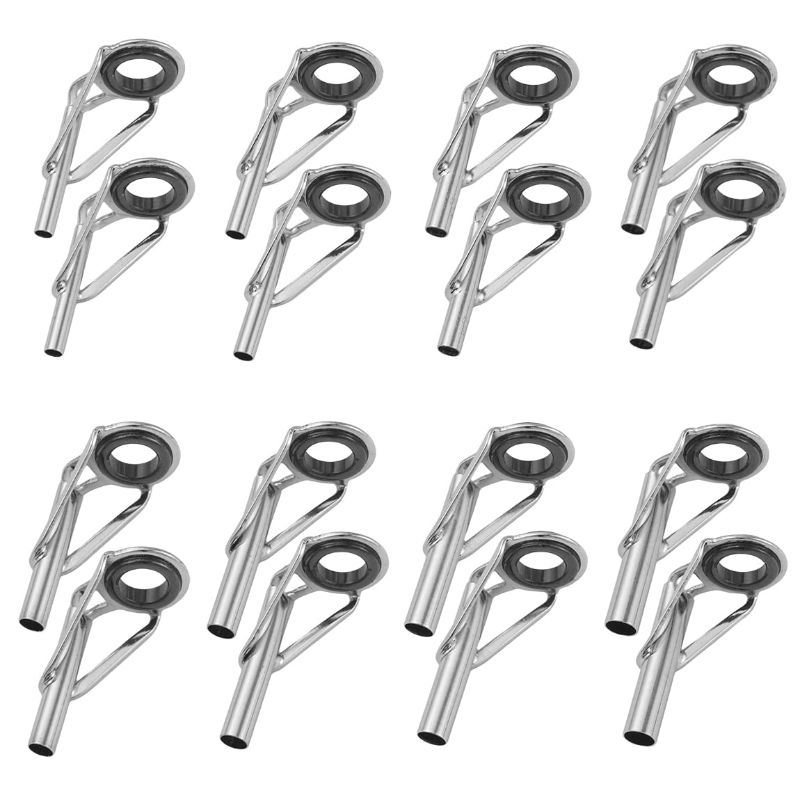【努力特価】トップガイド ロッドガイド ステンレス 釣り竿 穂先 16点セット (8# - 1.8~3.2mm 全8サイズ)