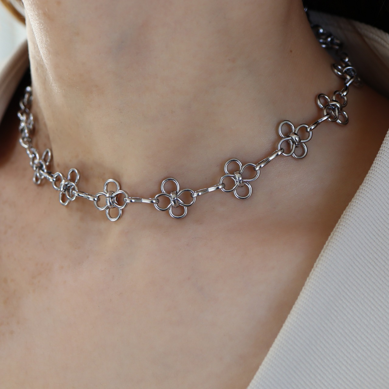 再入荷*stainless blossom choker necklace