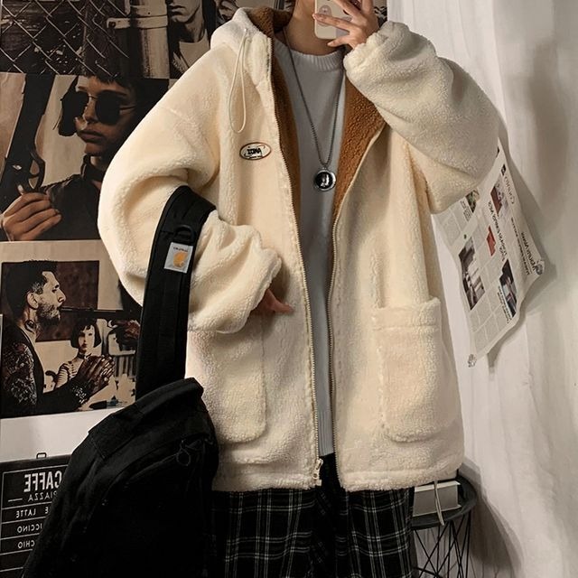 アイボリー ひしゃげ フード付きジャケットとパンツセット