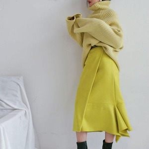 lemon suede irregular skirt