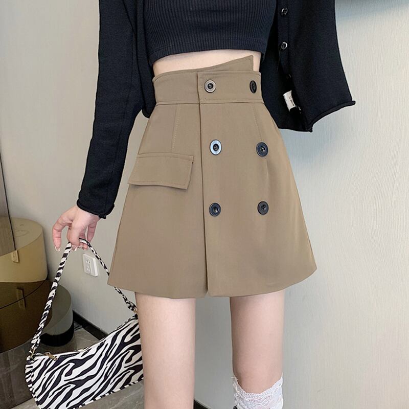 スカート スプリングオータムハイウェスト薄手Aライン 春物 秋物 試着室72249411712