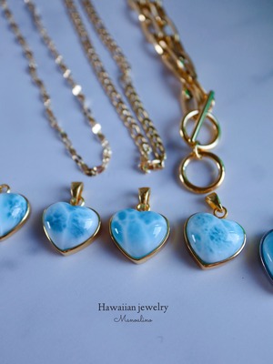 Pu'uwai Heart Larimar necklace(セミオーダーラリマーハートネックレス)