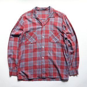 60-70S UNKNOWN CHECKED OPEN COLLAR L/S SHIRT