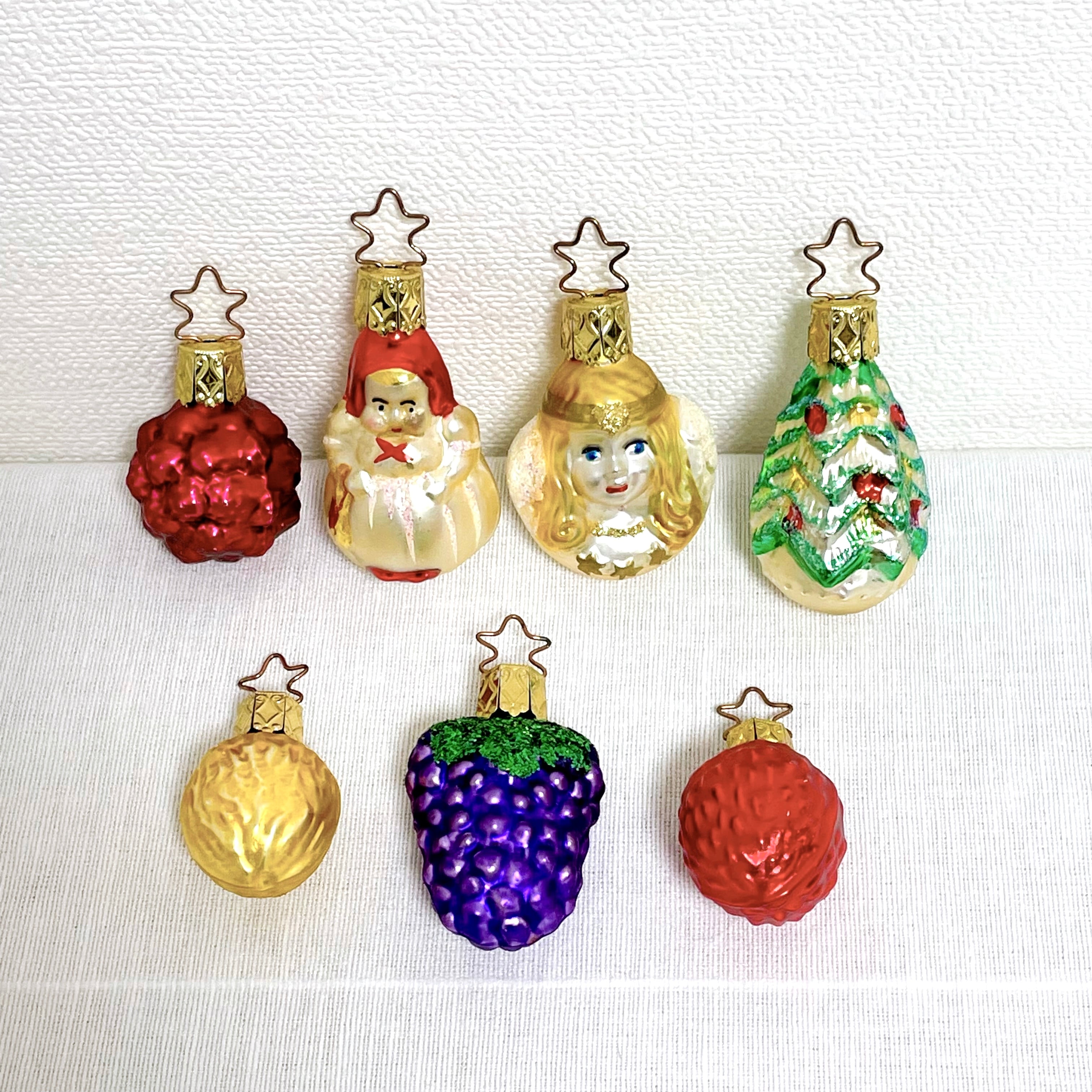 ヴィンテージ ドイツ INGE-GLAS社 ミニガラスオーナメント 7個セット