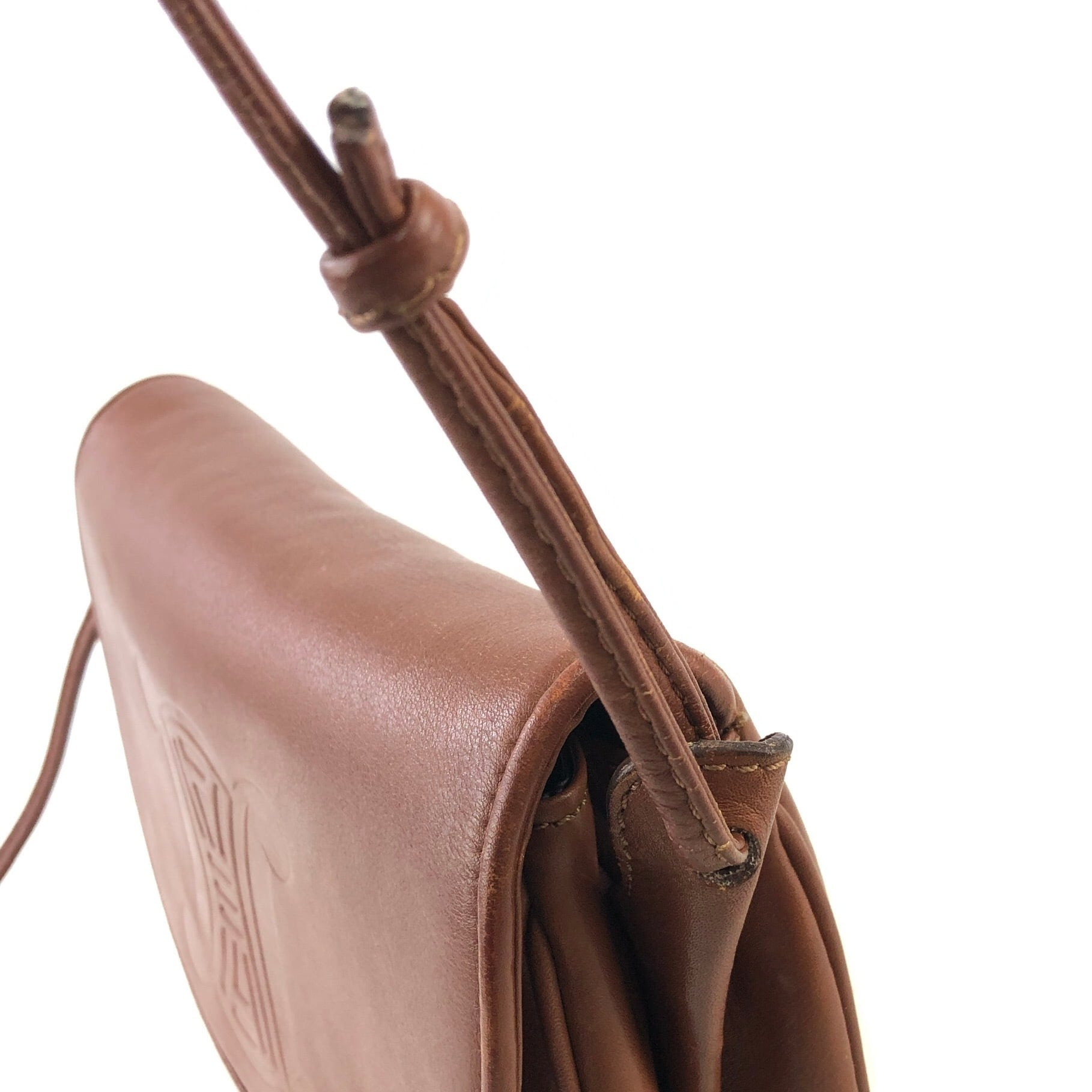 Celine トリオンフ型押しショルダー CELINE セリーヌ トリオンフ 型押し レザー フラップ ショルダーバッグ