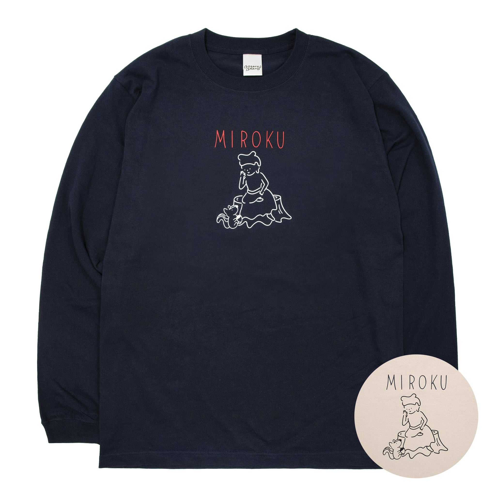 MIROKU 仏像 ロングスリーブ Tシャツ (プリント) 5.6oz サンドベージュ