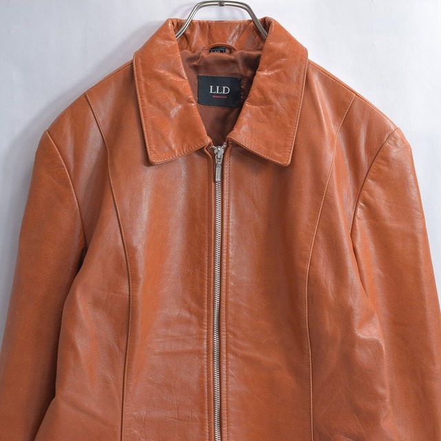 Used LLD ロンドン・レザーズ・ダイレクト シングルライダースジャケット  本革 革ジャン ヴィンテージ キャメル ブラウン ビンテージ ヨーロッパ古着 レディース