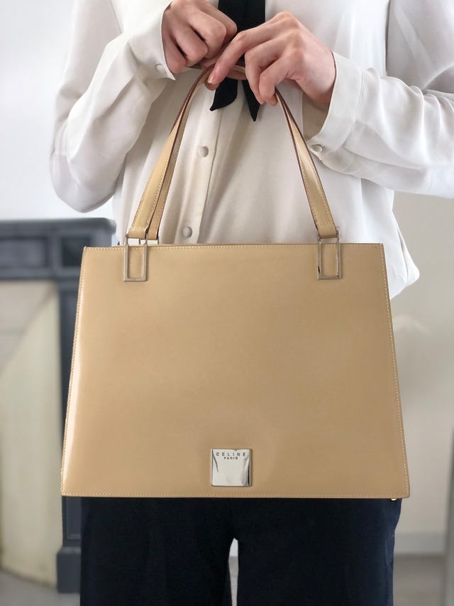 CELINE セリーヌ ショルダーバッグ ベージュ ロゴ モチーフ レザー 2way vintage ヴィンテージ オールド nb66wk