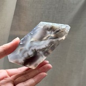 ブラックフラワーアゲート＊和を感じるプレート2＊天然石プレート＊天然石インテリア＊置き物