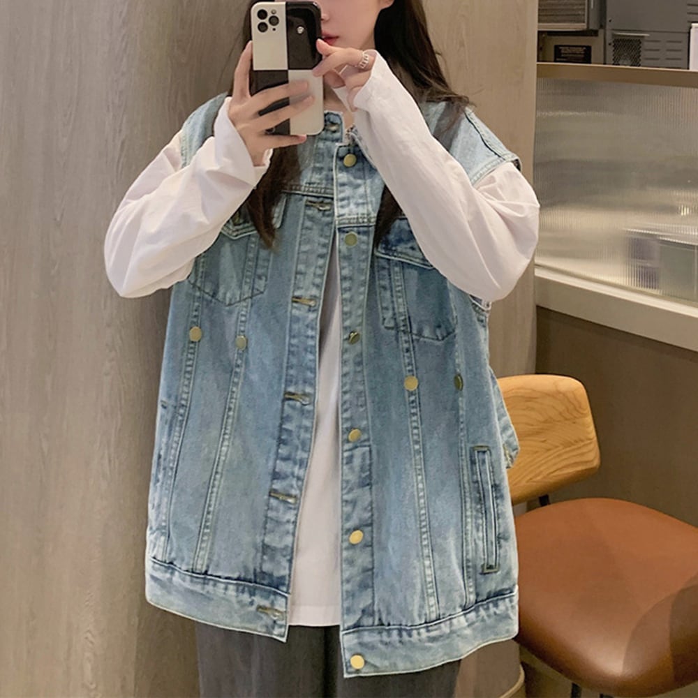 デニム ベスト レディース ジレ 大人 ストリート系 アメカジ おしゃれ かわいい きれいめ アウター トップス カジュアル 大人可愛い 大人女子