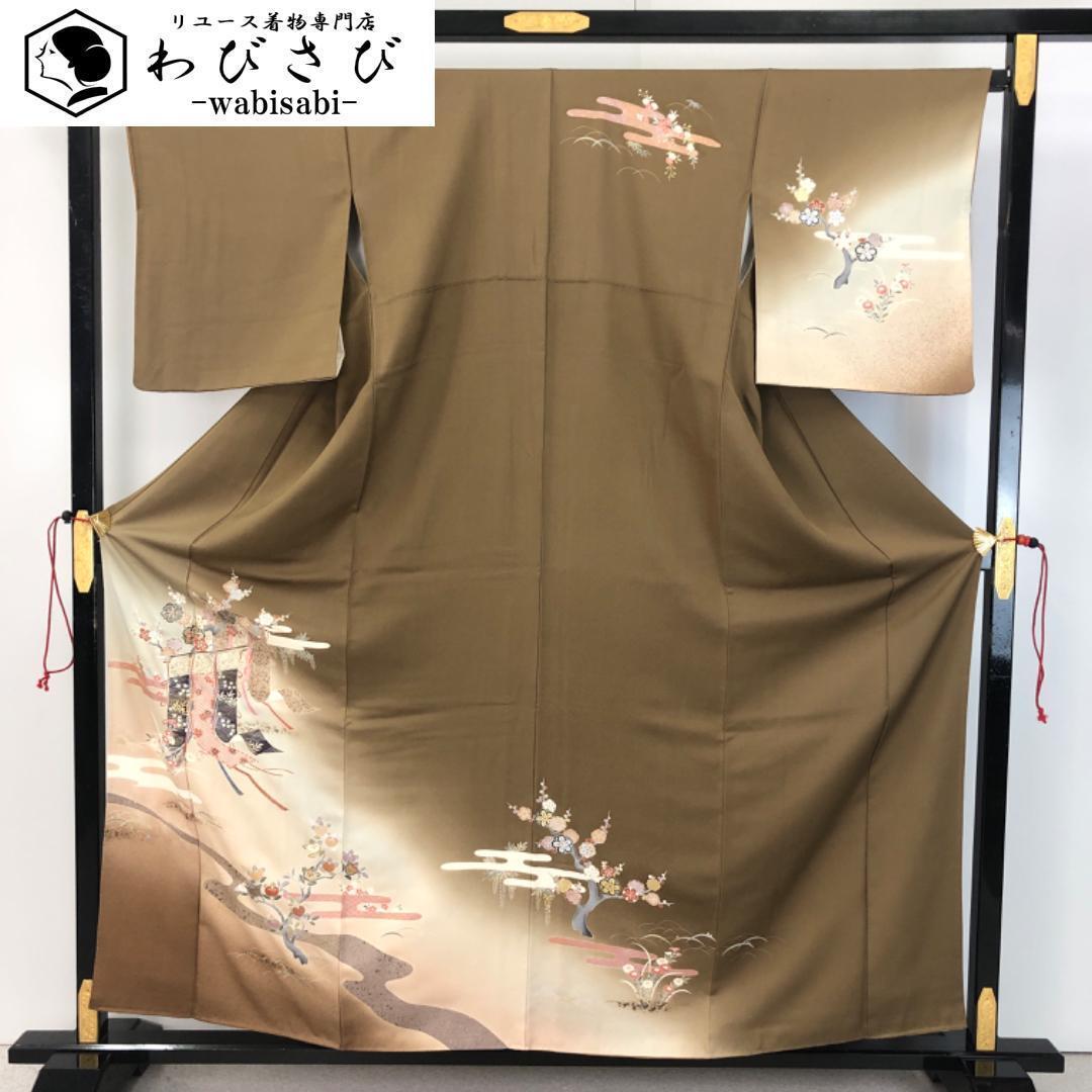 本場大島紬 白大島 カタス7マルキ 小花模様 乳白色 K-4914 着物