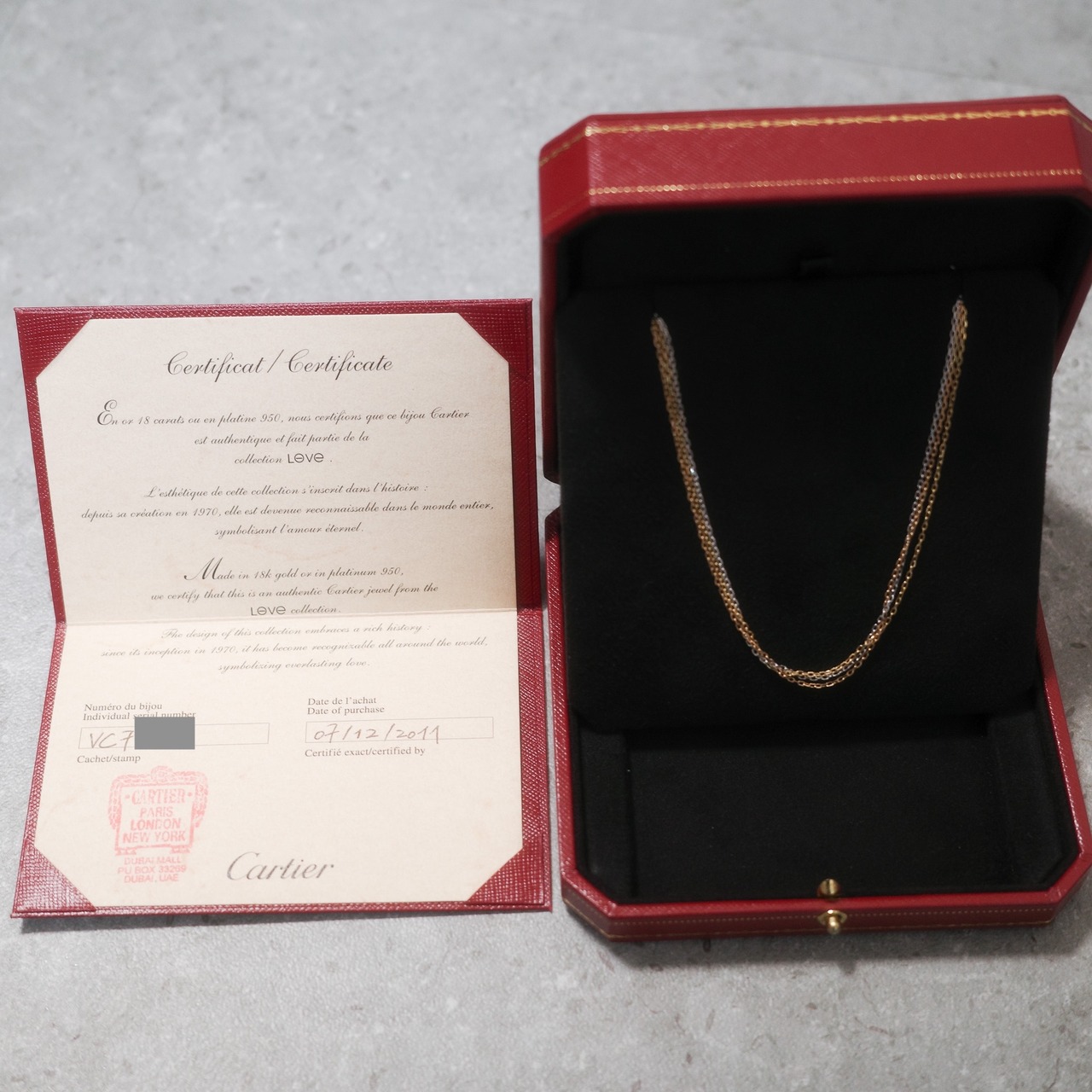 カルティエ トリニティ3カラーチェーンネックレス 購入証明書付