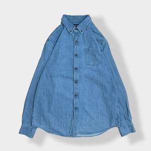 【Croft&Barrow】デニムシャツ 長袖シャツ LARGE ボタンダウン ビッグシルエット US古着