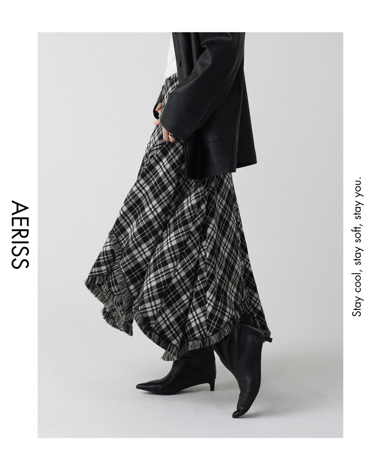 エッジフリンジ チェックAラインスカート A0733 - 3