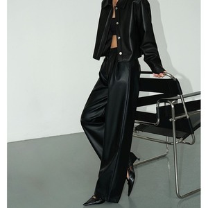 PU Leather Wide Pants 124444