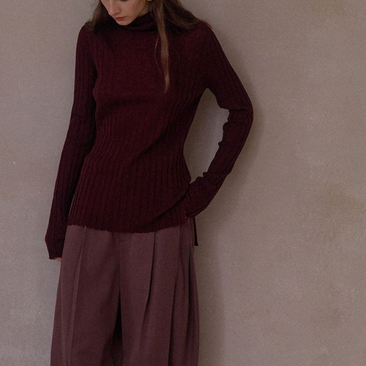 Rib Side Slit Tops T4078