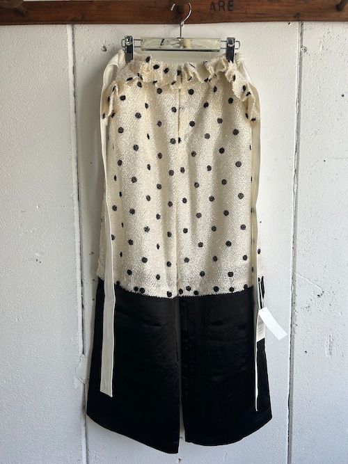 DECO  dot cut jacquard panel pants