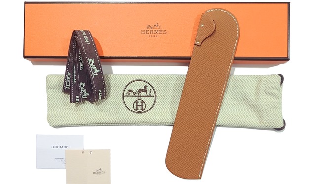 未使用保管品 箱付 HERMES エルメス ブックマーク ソードゥパージュ ゴールド エプソン レザー 馬 シュヴァル ホース しおり W刻 2024年製