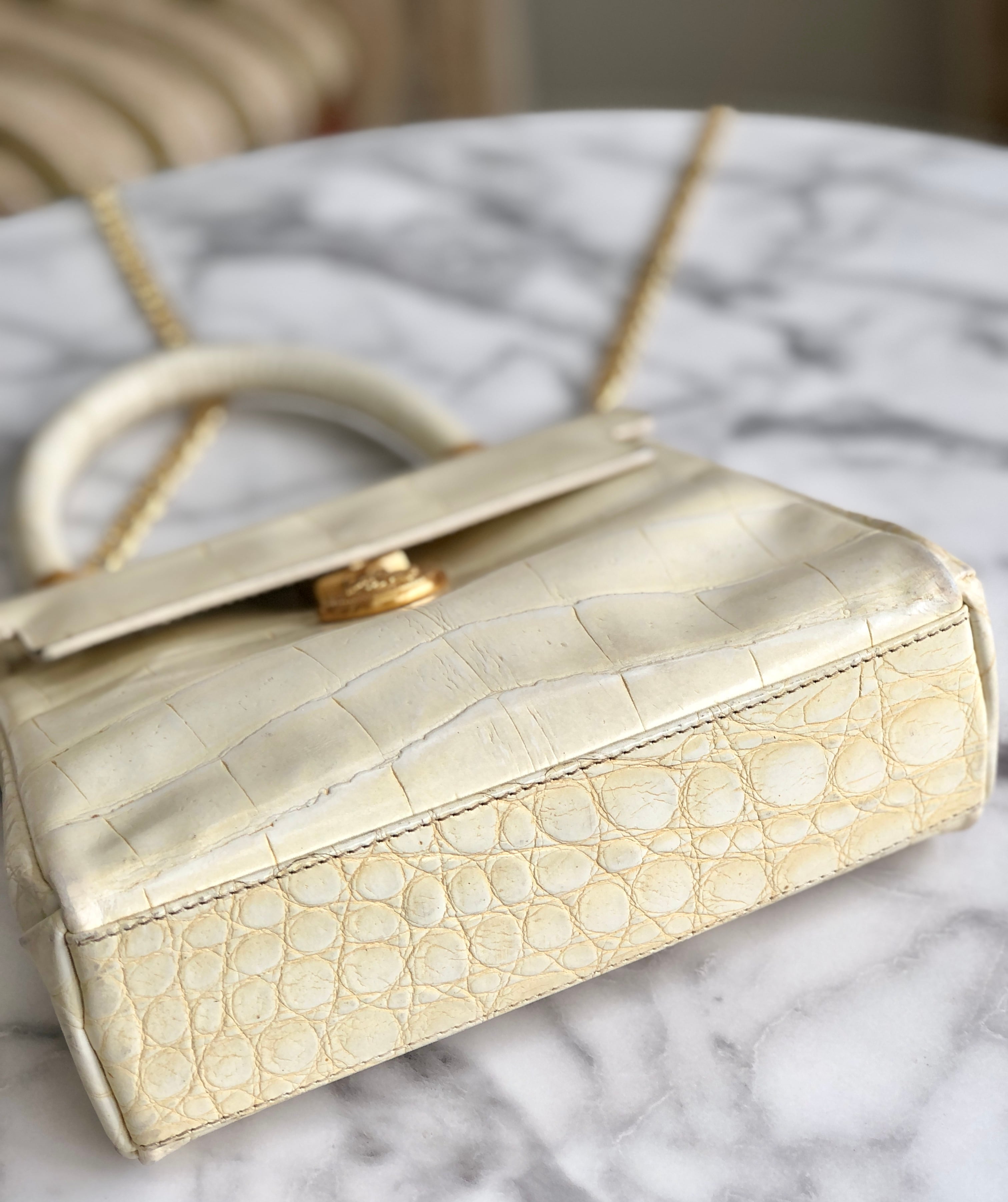 FENDI フェンディ ギリシャモチーフ クロコ型押し ケリー型 レザー