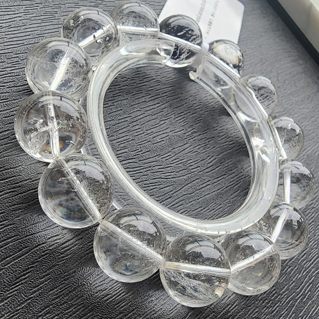 【SE436《1点物》】高品質マニカラン水晶　大珠　約15〜15.5mm　内径約17cm　ギャランティ付属　パールヴァティ渓谷産