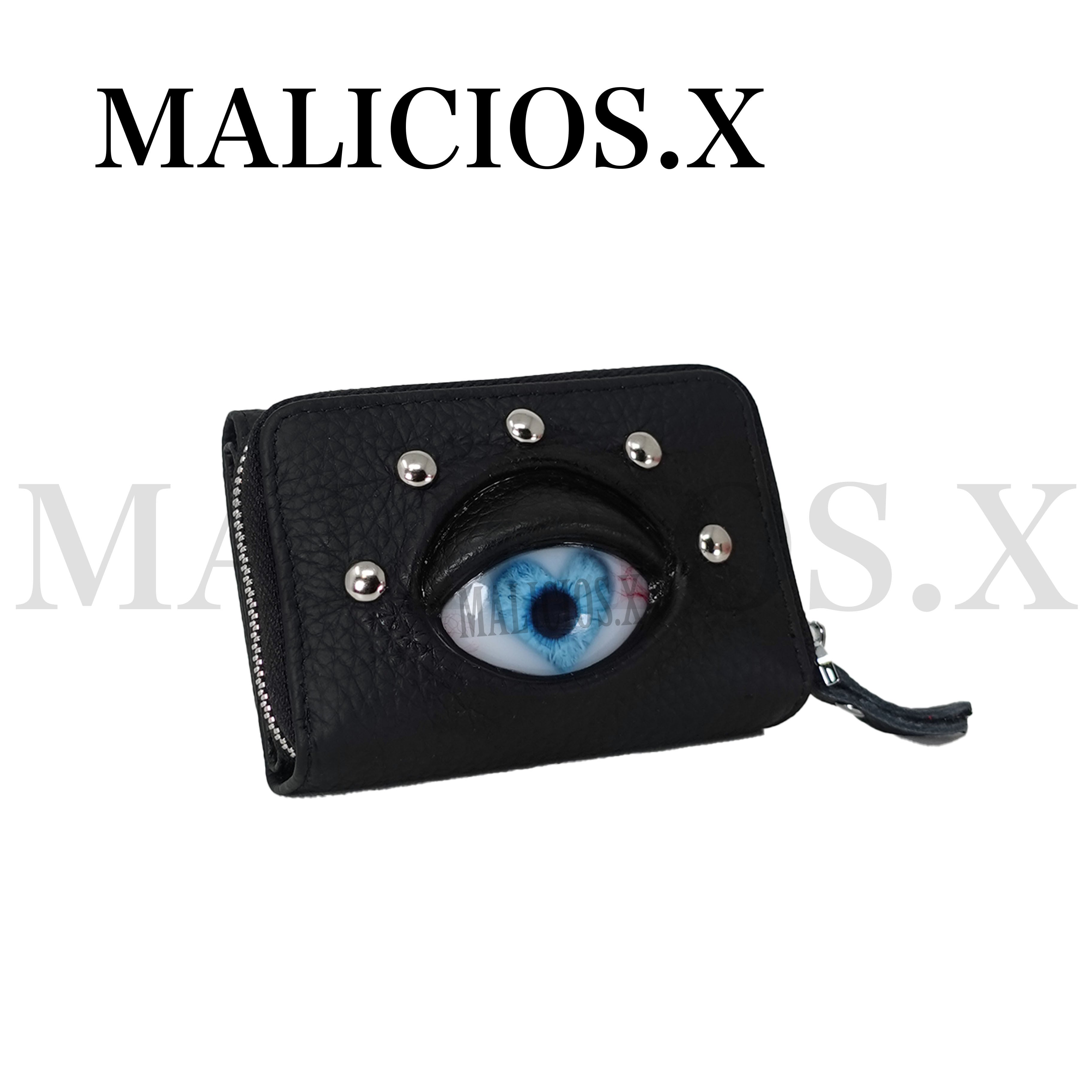 Heart Eye Tri-folding mini wallet(Black) /Blue | MALICIOUS.X