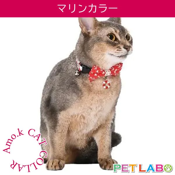 【メール便発送可能です】Amo.k(アモワークス)猫用首輪・マリンカラー 首輪 胴輪 ハーネス お散歩 お出かけ お洒落 おしゃれ かわいい