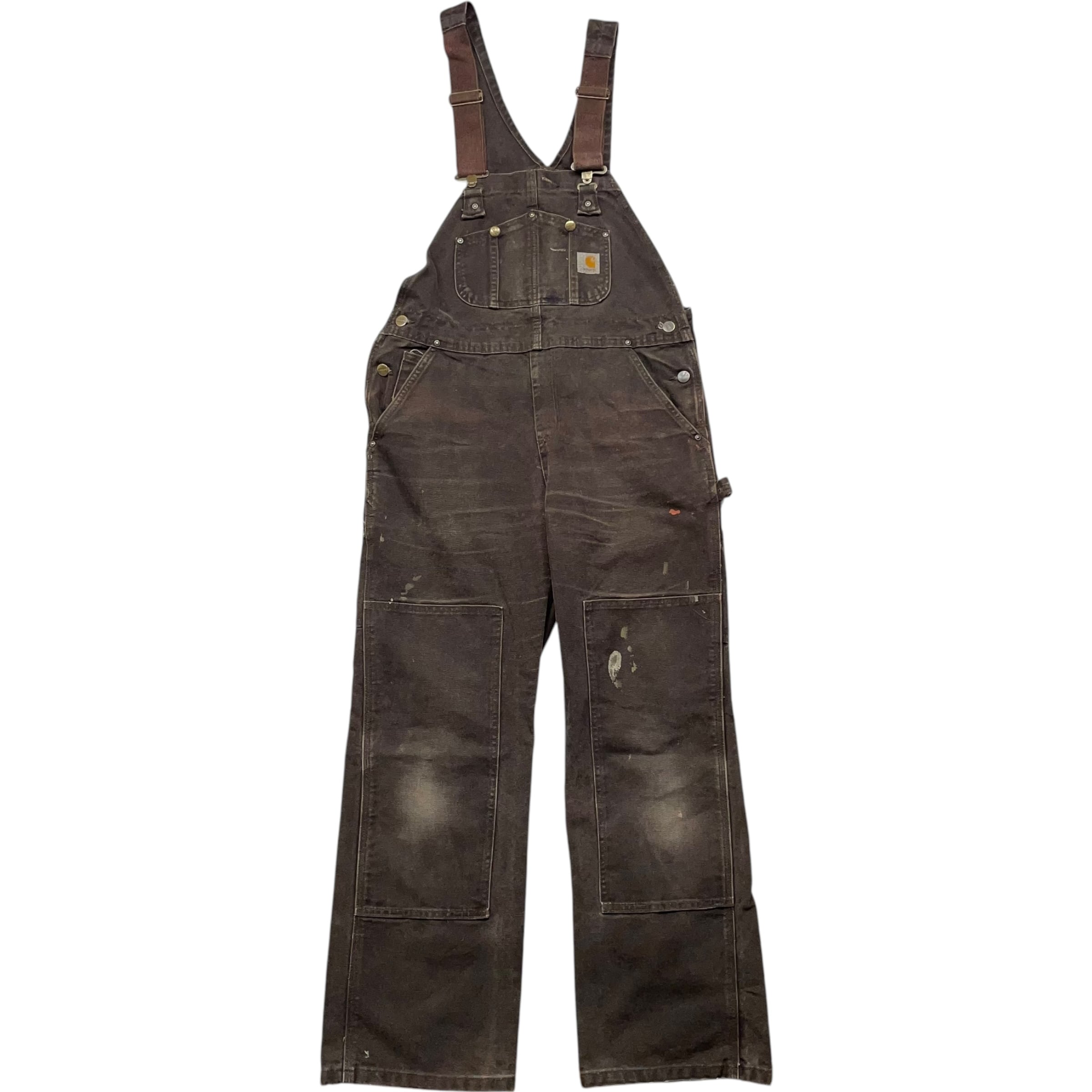 《実寸 W34L29》 Carhartt カーハート オーバーオール ダブルニー ブラウン no.5450
