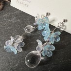 お花のドロップピアス（ブルー）