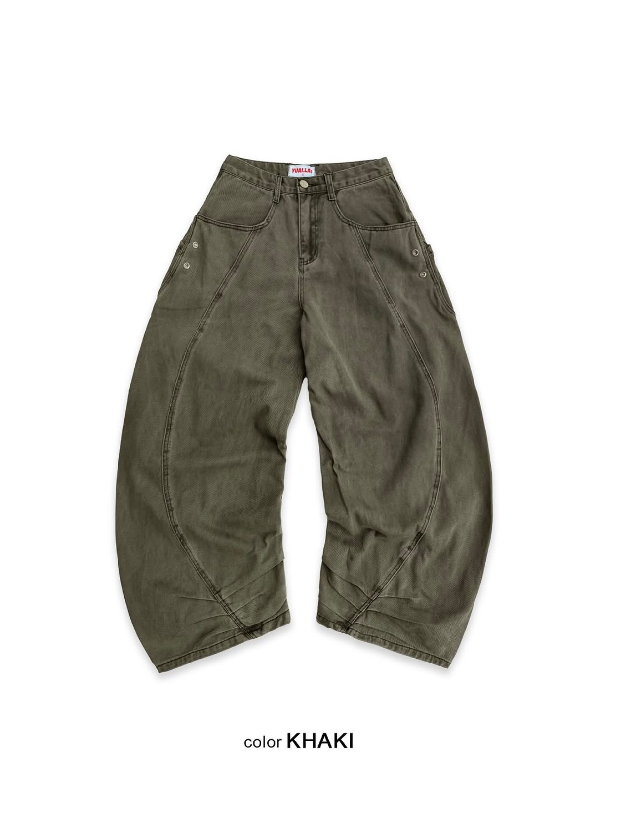 ユニセックス日本未発売Curve Eyelet Studs PT／khaki