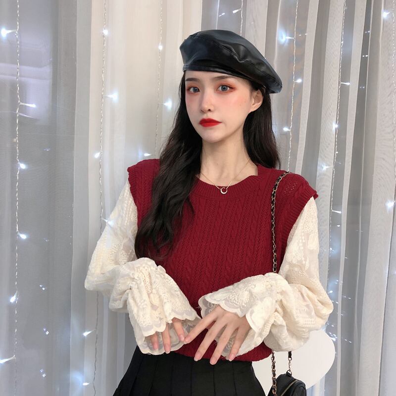 ブラウス スプリングレッドスタイル長袖スリーブセーター レディース ロング 春物 試着室22727606486