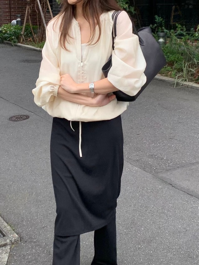 (OUNCE)  sheer shirring jumper