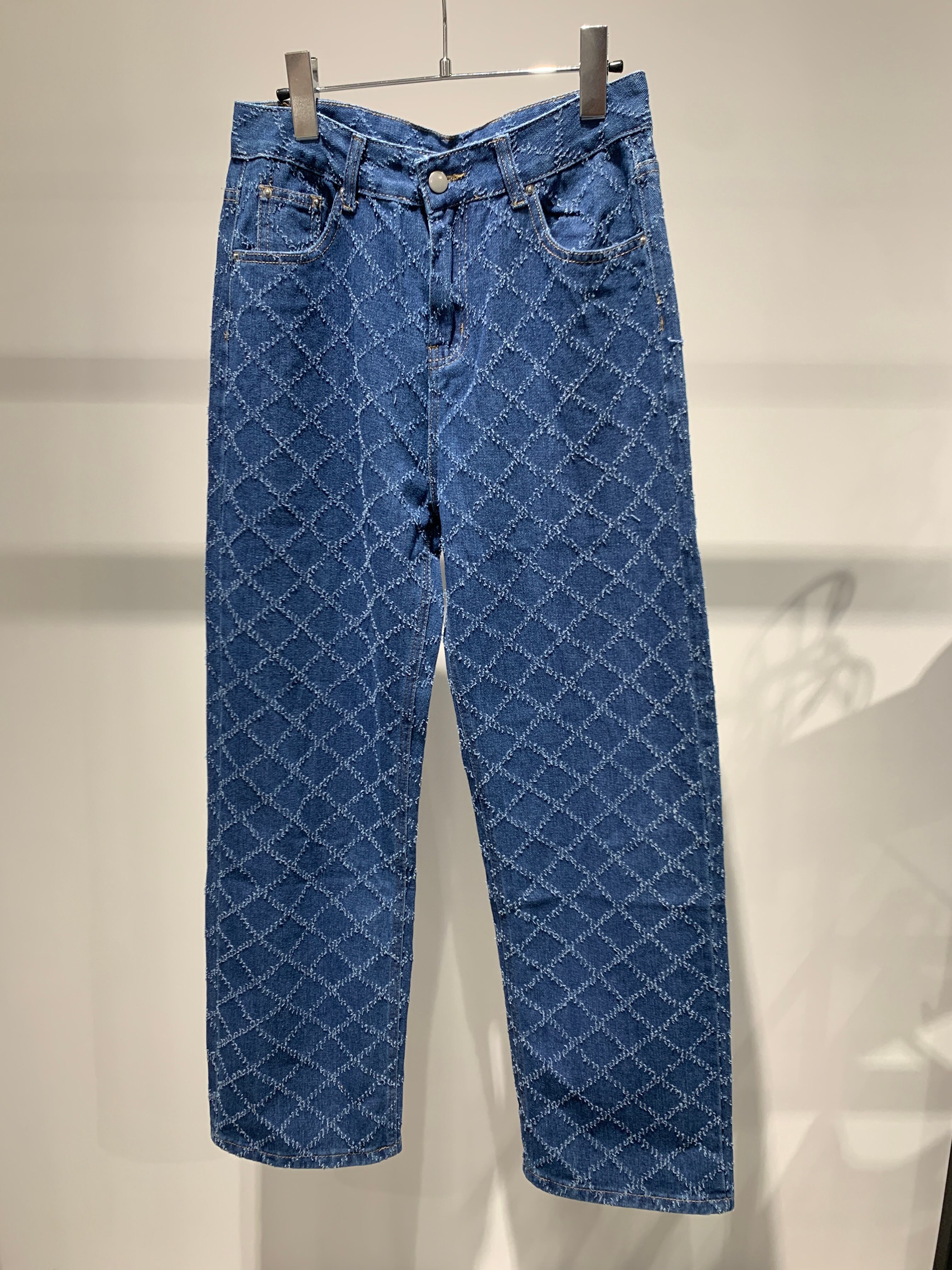 diamond pattern straight denim