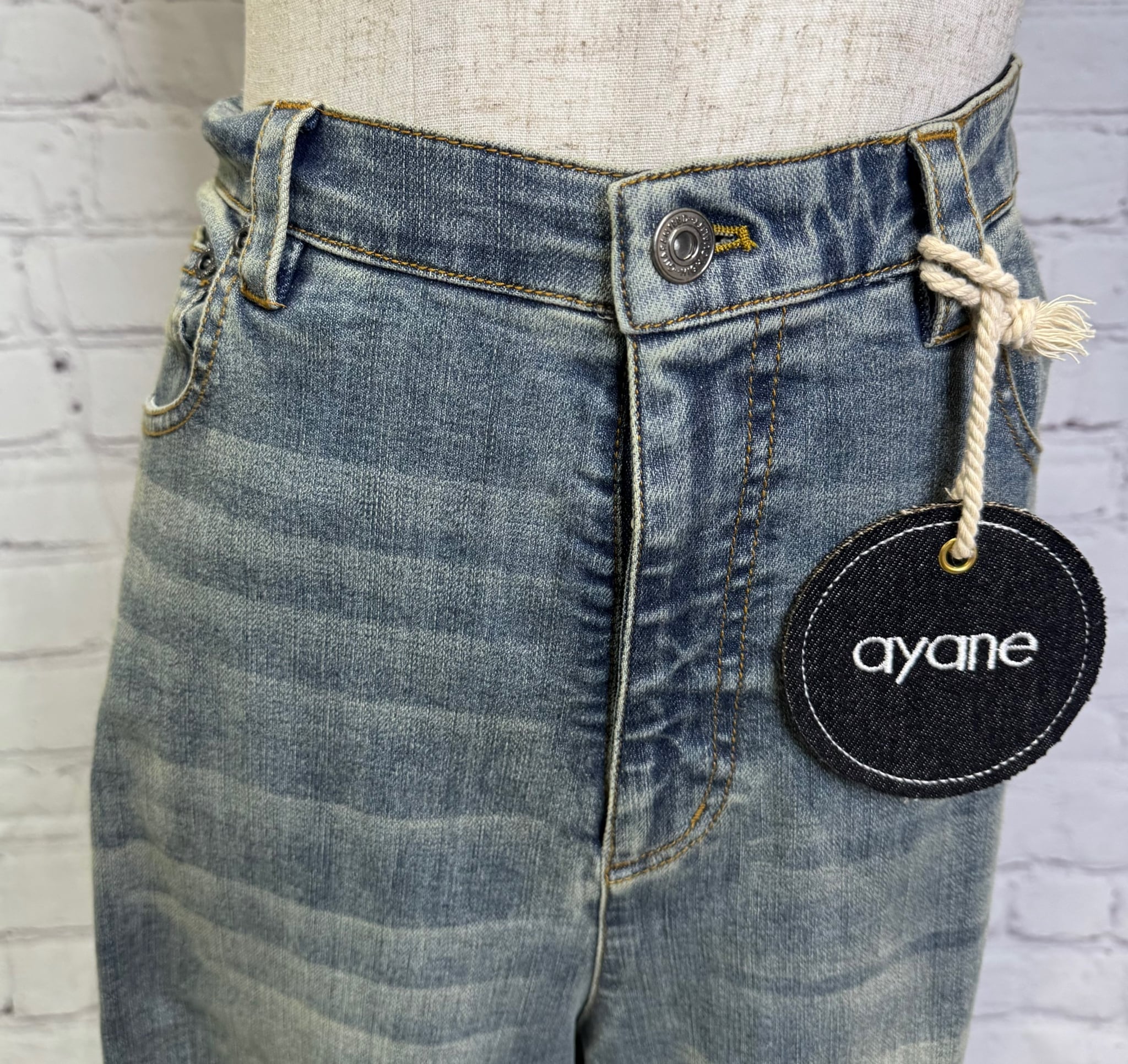 ayane アヤン バレルレッグデニムパンツ 無地 レギュラー丈 816329