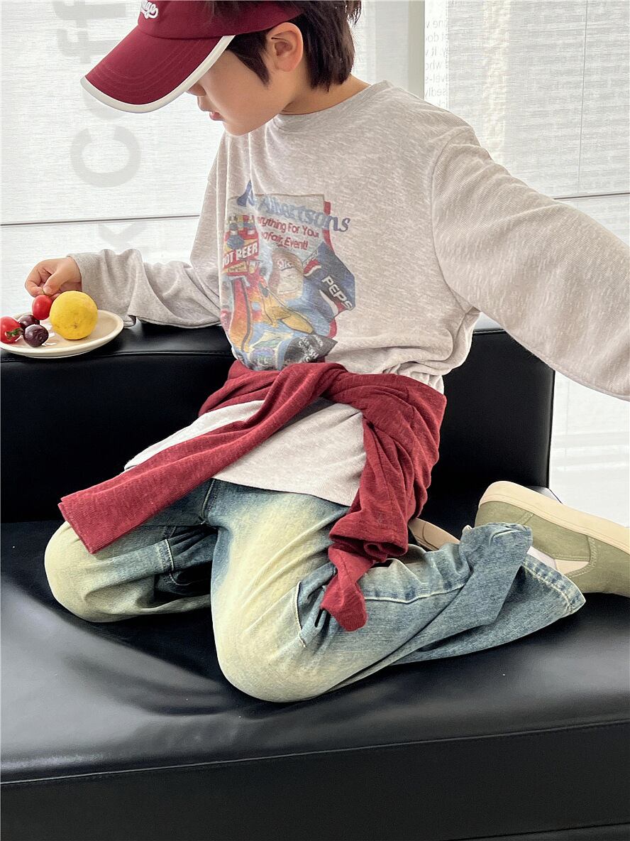 90,100cm 2color イラストトップス