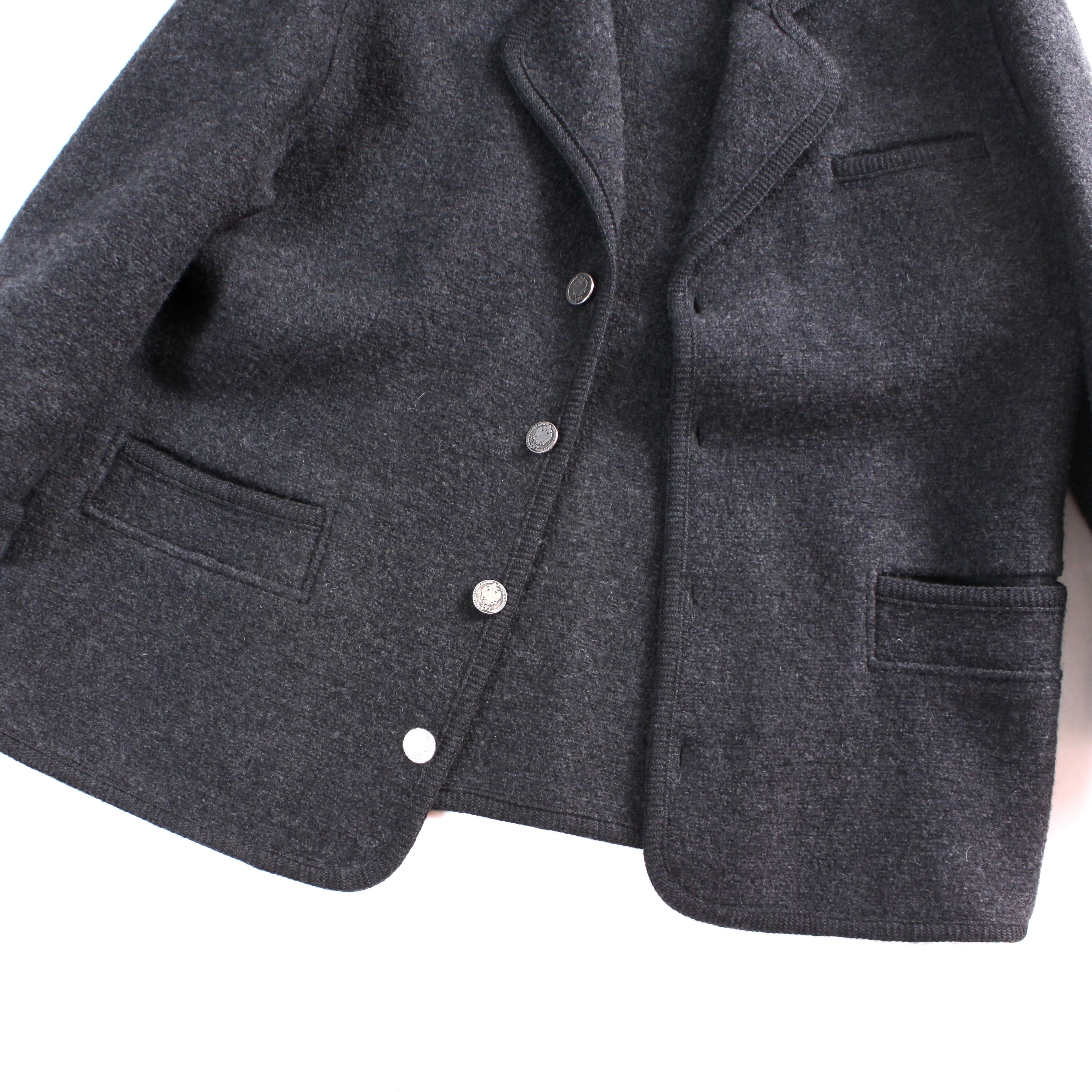 0721. boiled wool tyrolean jacket made in Italy グレー ボイルド