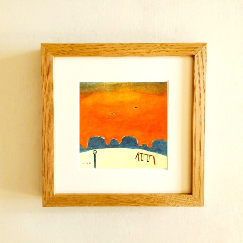 向日葵 原画 ※木製額縁入り(2Lサイズ）花の絵・イラスト・インテリア