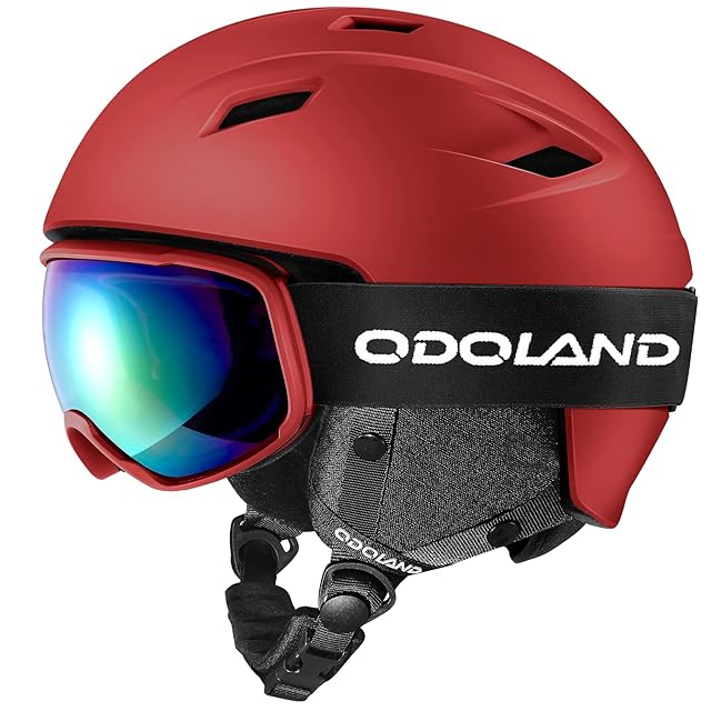 Odoland スキーヘルメットセット ゴーグル付き スノーボードヘルメット