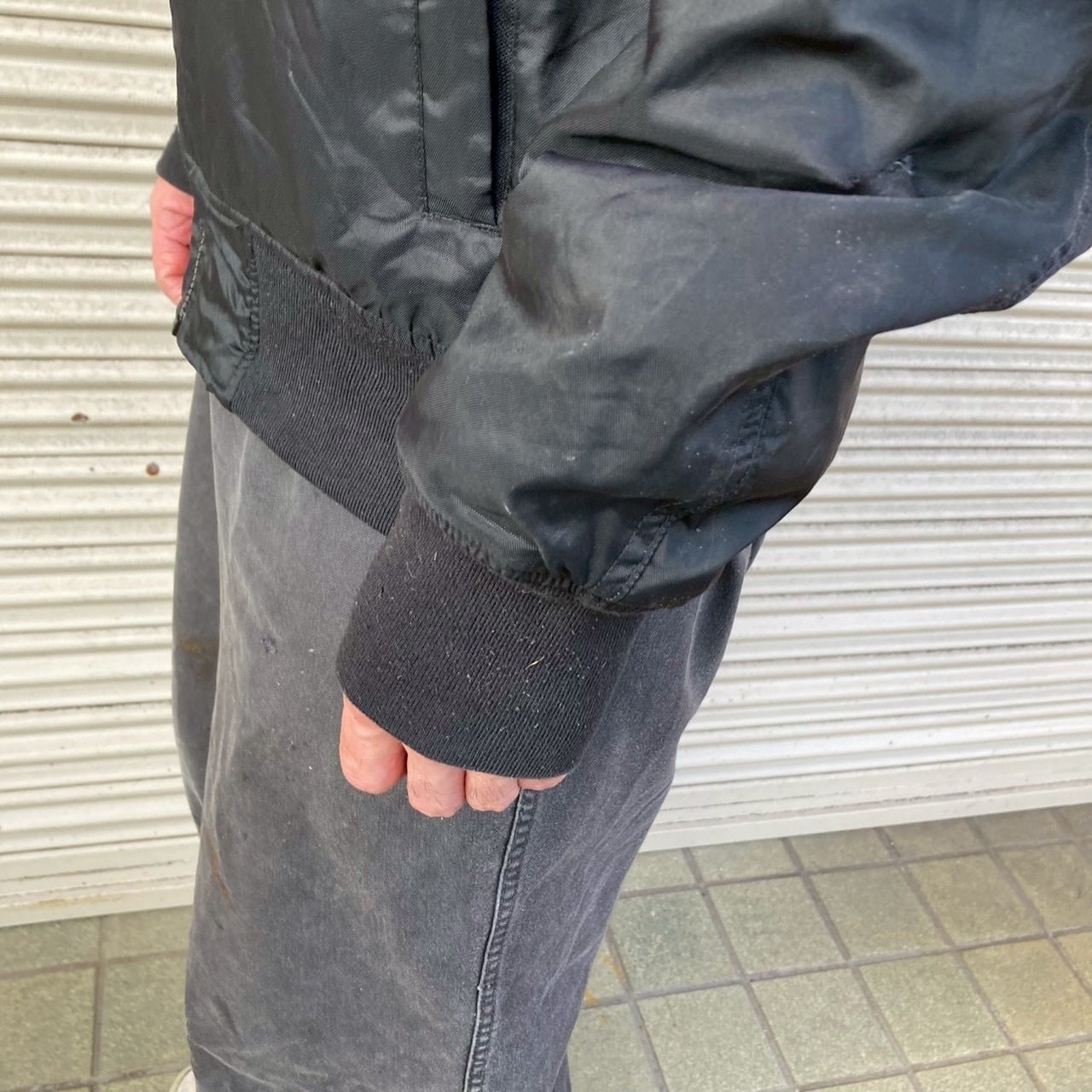 MA-1 フライトジャケット ブラック 刺繍 米軍 ボンバージャケット L