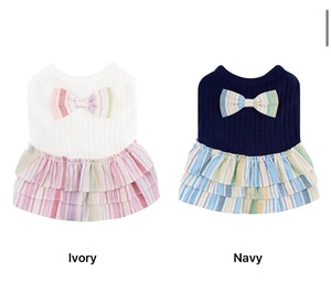 予約販売 Lunee One-Piece (Ivory/navy)韓国犬服　montie