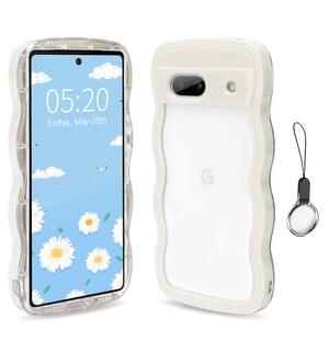 【数量限り】Google Pixel 8A かわいい ケース 波状フレーム うねうね 耐衝撃 グーグル ピクセル8A 6.1インチ用滑り止め スマホケースウェーブ デザイン 手にフィット スマホカバー 韓国 可愛い 女性用 女子向け クリア ソフト TPUカバー 波状エッジ ソフトシェル ケース 人気 落下防止 耐衝撃 全面保護 ワイヤレス充電対応(Pixel 8A-ホワイト)
