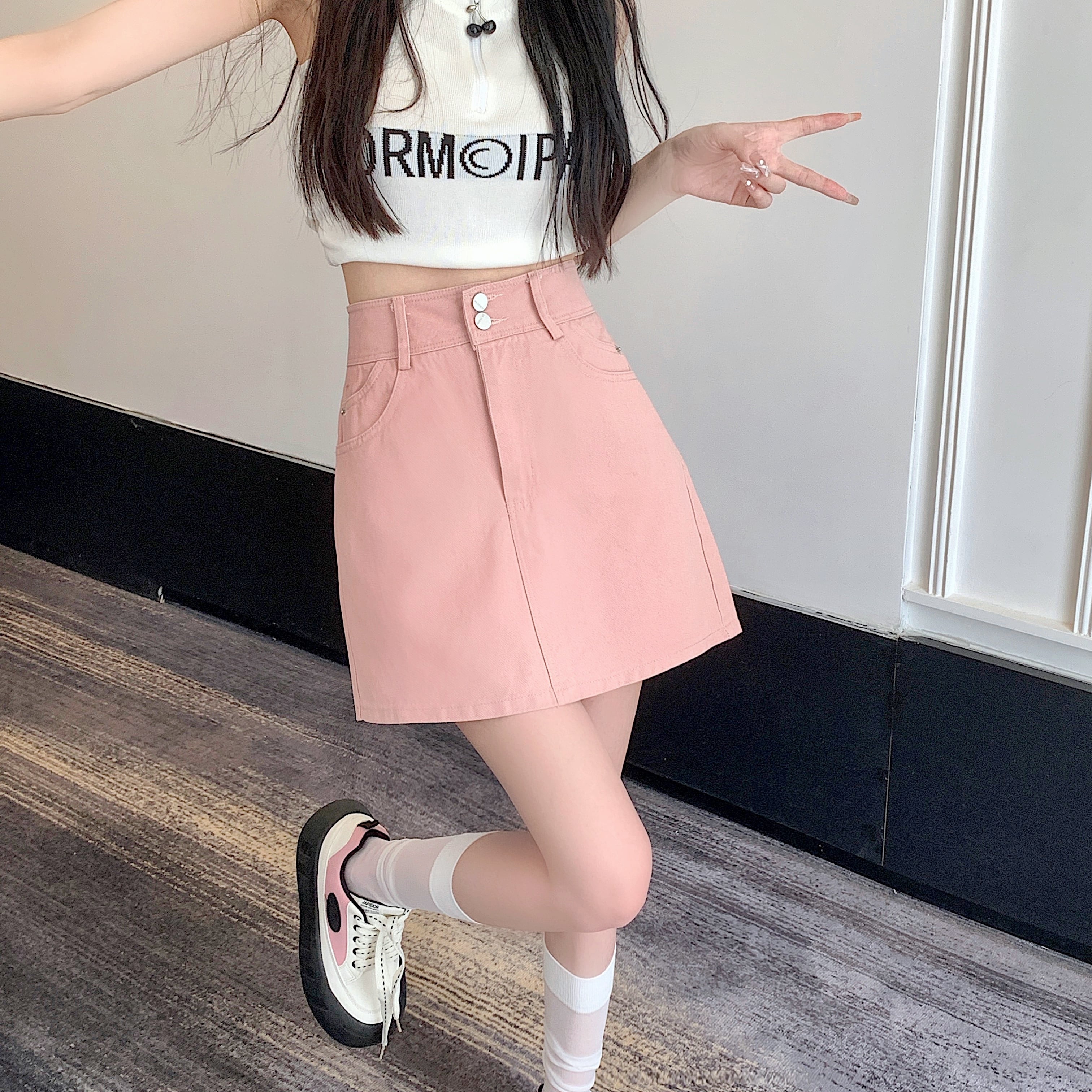 スカート レディース 4色 デニムスカート ミニ丈 ショート丈 台形