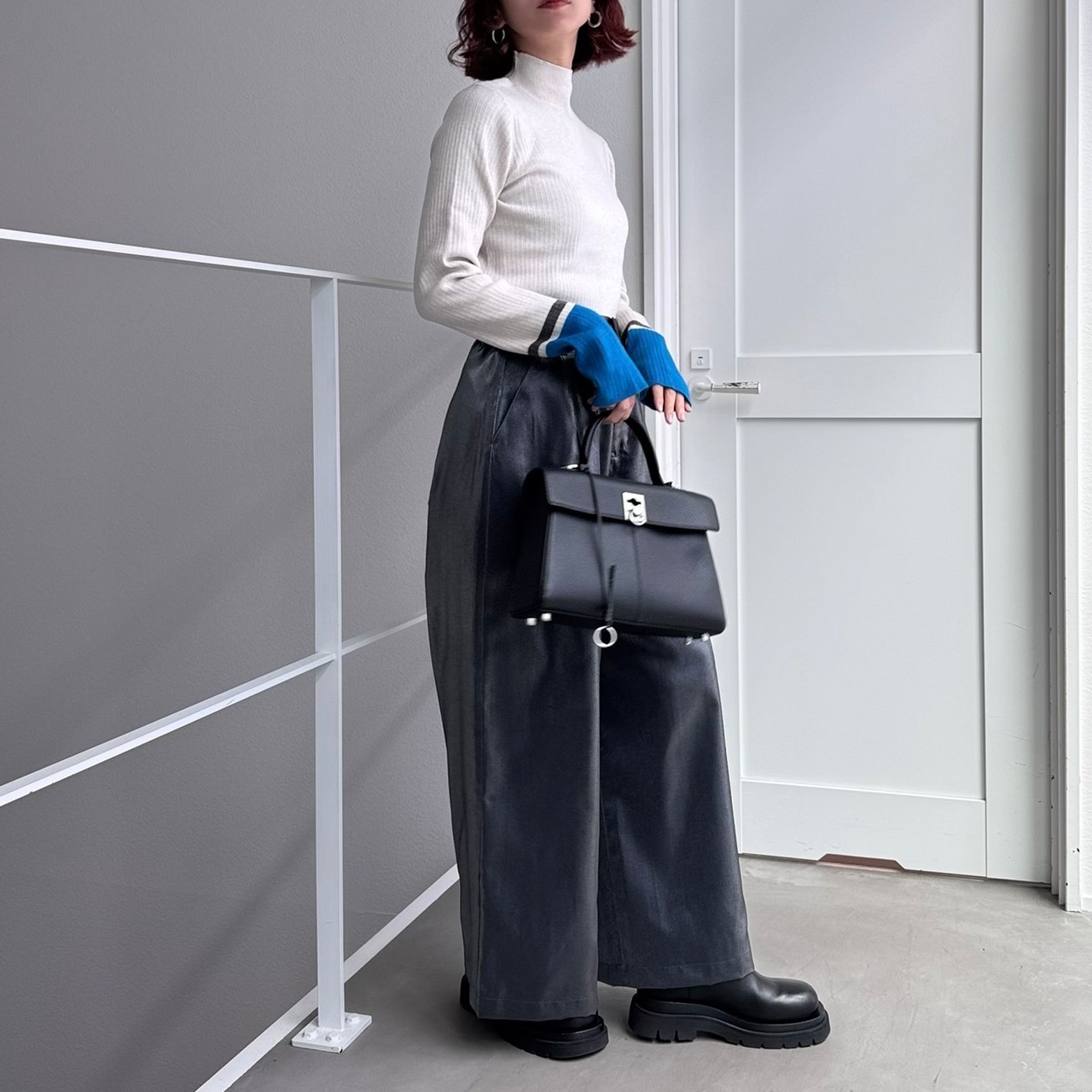 メタリックリラックスワイドPT/グレー