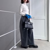 メタリックリラックスワイドPT/グレー