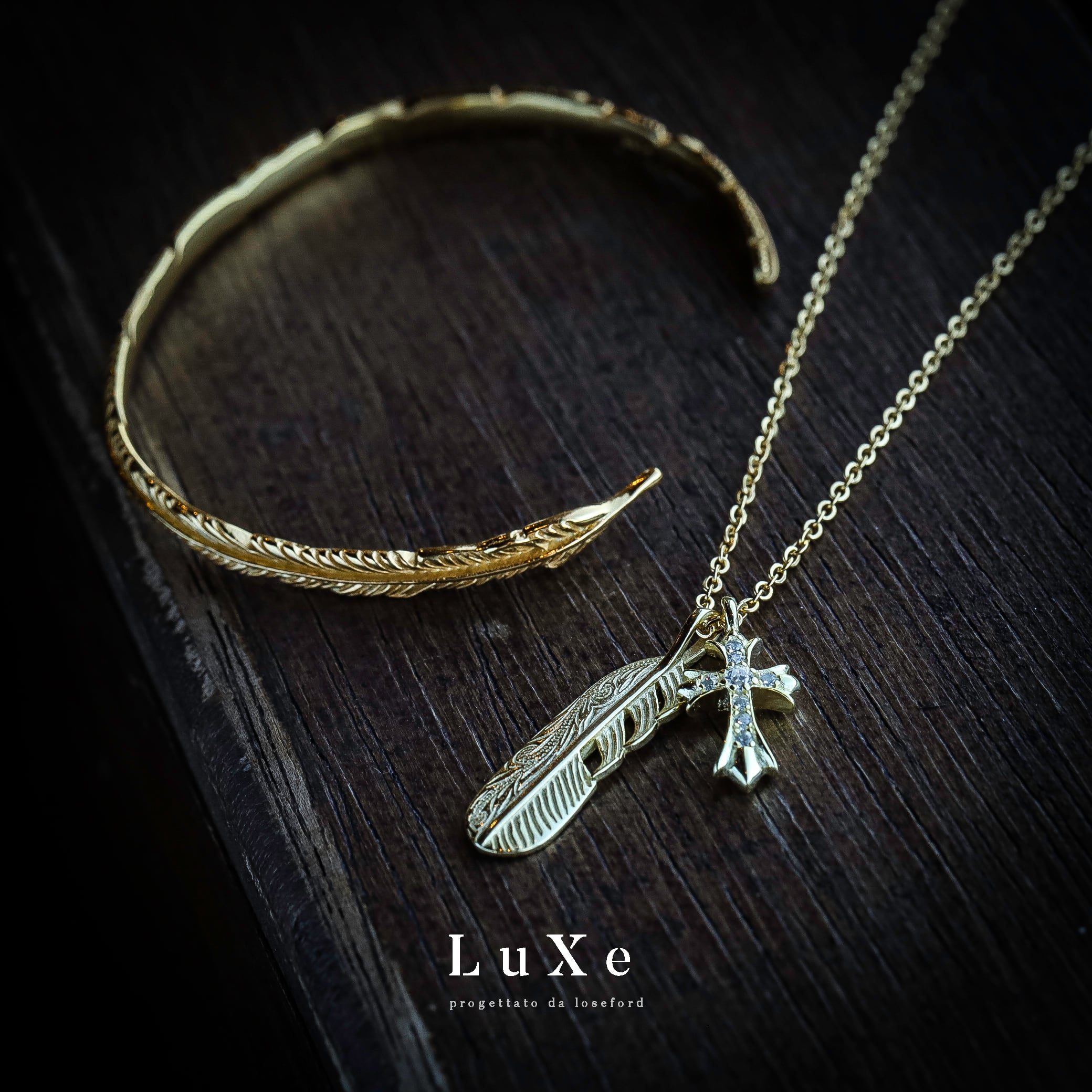 s925 fether&cross necklace #N09 | loseford s925 fether&cross necklace #N09 | loseford