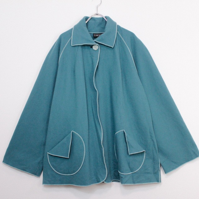 【act2】Special Raglan Sleeve Mint Green Wool Coat