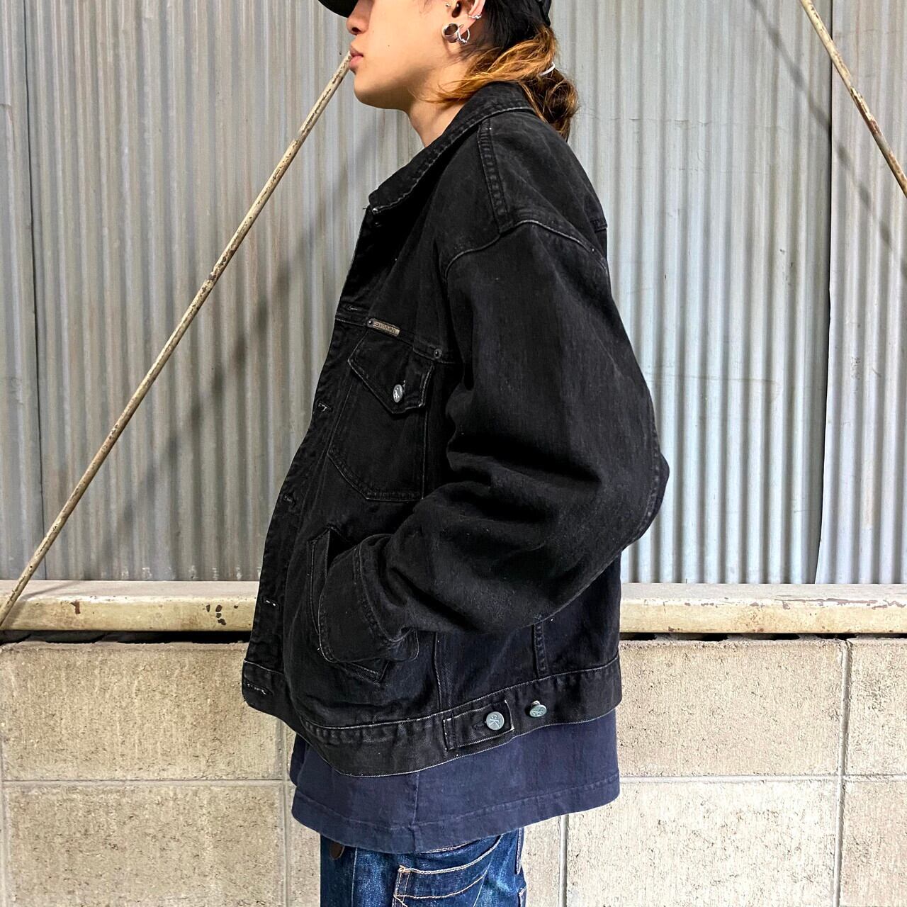 90s 00s old Calvin Klein Half Coat Black