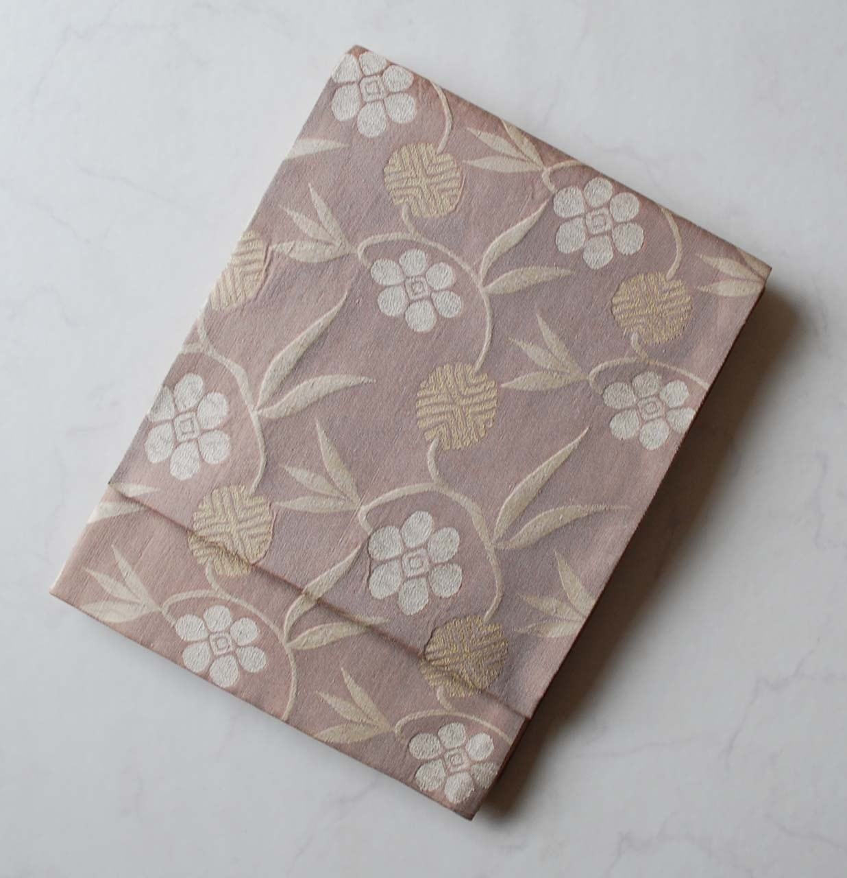 【ふくろ帯】勝山織物 スモーキーモーヴピンク 笹蔓文 ふくろ帯