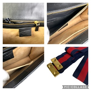グッチ  シェリーライン　シルヴィ レザー ショルダー 黒 A-7249